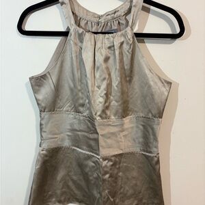 Ann Taylor Women’s size 4 shiny sleeveless silky‎ blouse top champagne color